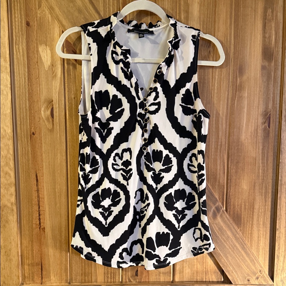 White House Black Market Black and White Sleeveless Blouse